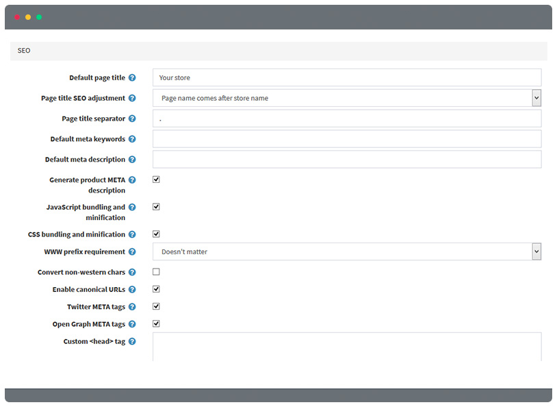 nopcommerce seo settings